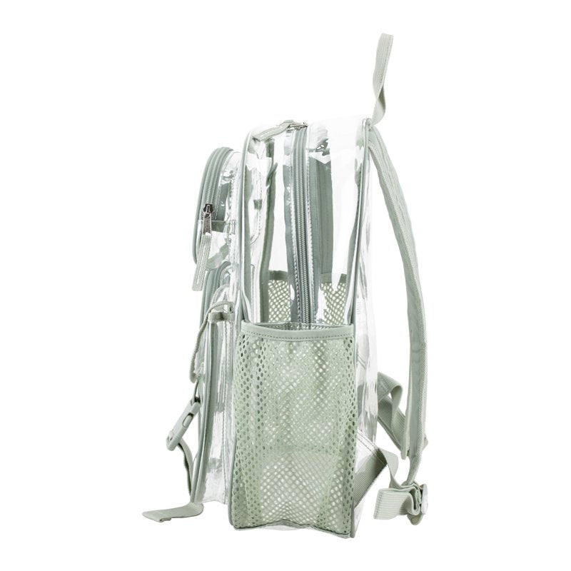 Unisex 16-Inch Clear Cargo Backpack with Multiple Pockets and Water Bottle Sleeve