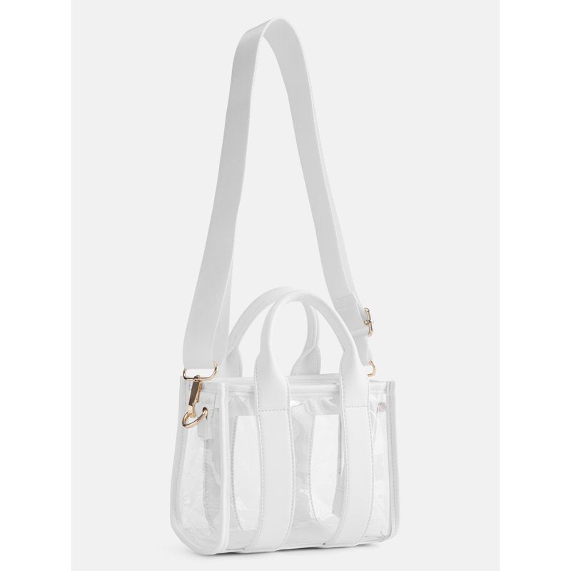 Clear Mini Tote Bag for Women - Game Day Stadium Bag with Handles & Crossbody Strap