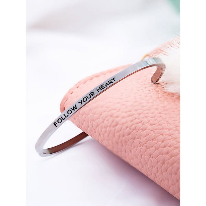 8-Inch Stainless Steel Saying Bracelet - Gift for Women, Customizable Pattern
