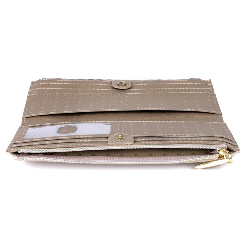 Women's Leather Cosmopolitan Wallet with Card Slots & Zipper Pockets