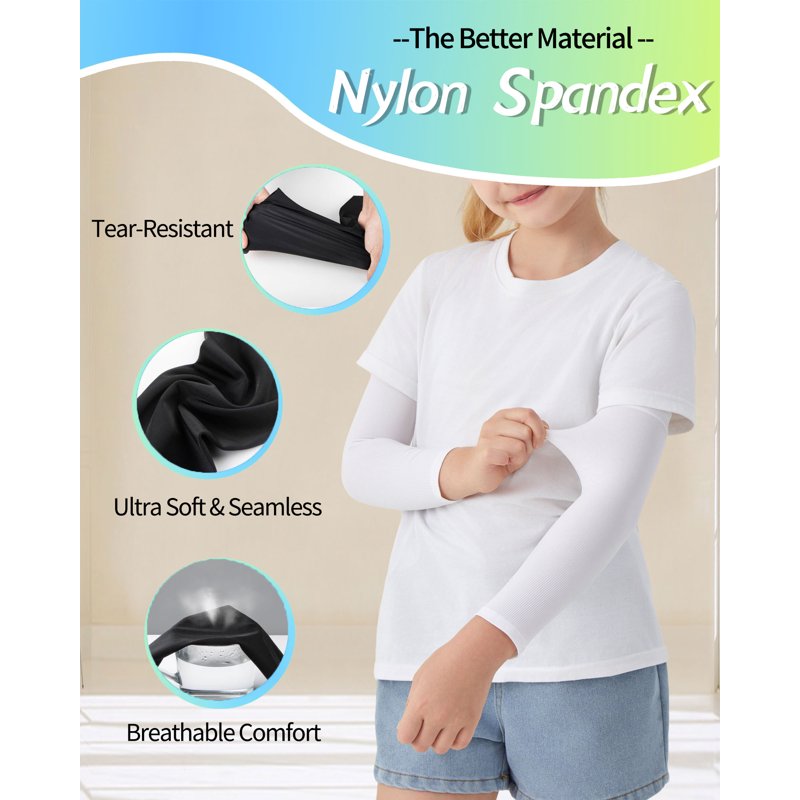 Kids Sun Protection Arm Sleeves - Cooling UV Blocker for Active Play