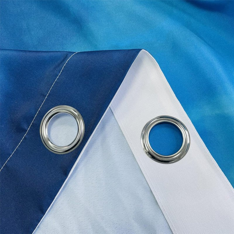 Beach Theme Window Curtains - Ocean Tropical Sea Waves Print Waterproof Grommet Drapes