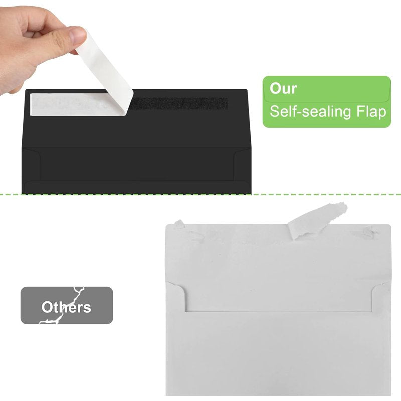 Black A7 Envelopes 5x7 Pack for Invitations Photos & Mailing Self Seal