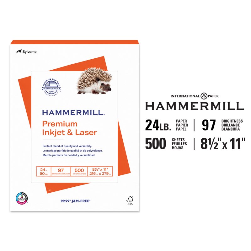 Premium Printer Paper 8.5x11 White 24lb Ream for Laser & Inkjet Printing