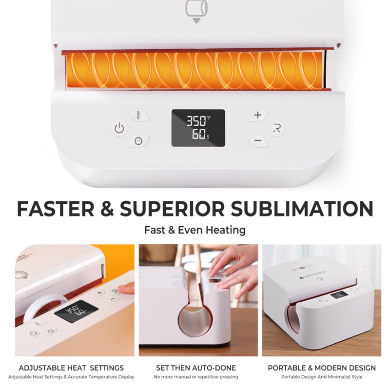 Auto Mug Heat Press Machine for Sublimation with 6 11oz Mugs Bundle