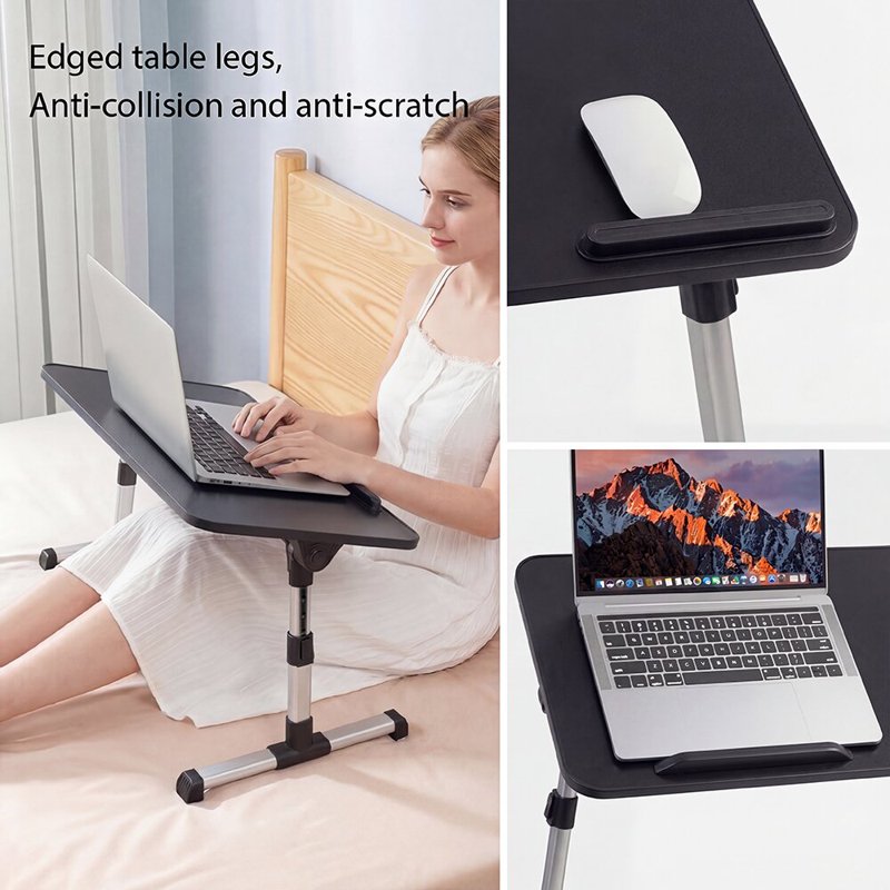 Cowin Adjustable Laptop Desk Table – Foldable Lap Desk 23.62 x 13.4 in, Black (Variation: 23.62" x 13.4", Black)