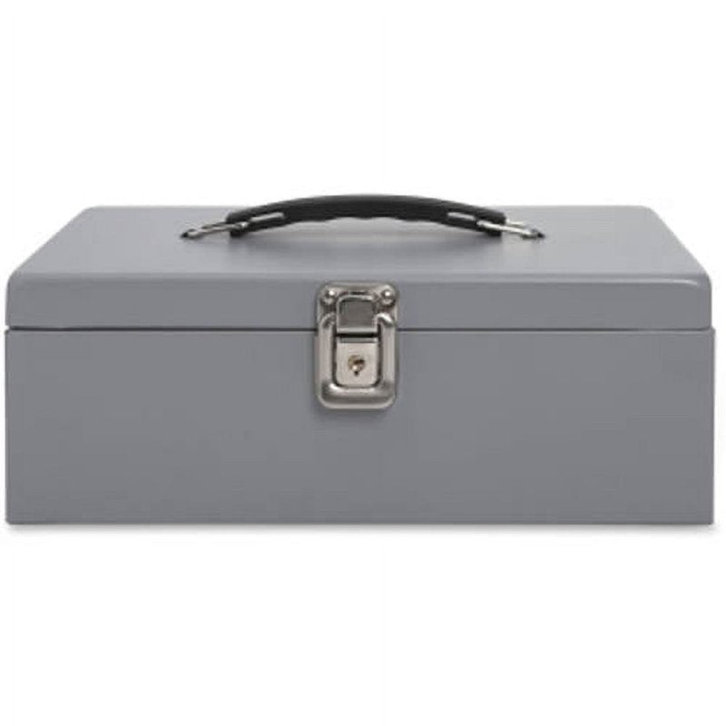 Steel Cash Box with 5-Compartment Coin Tray Lockable Money Storage