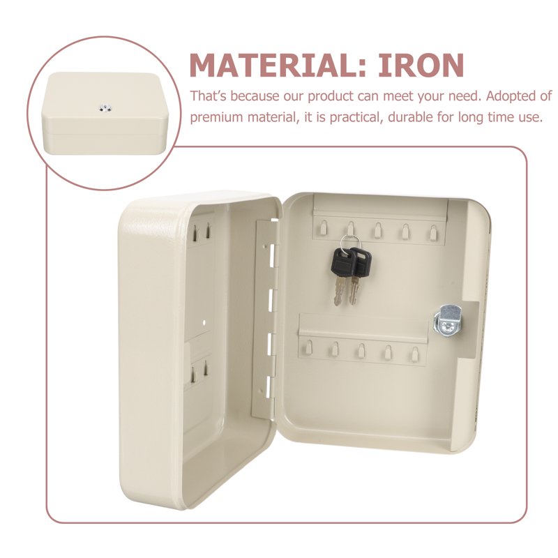 Wall Mount Key Storage Box Set with Lockable Organizer, 20x16cm - White