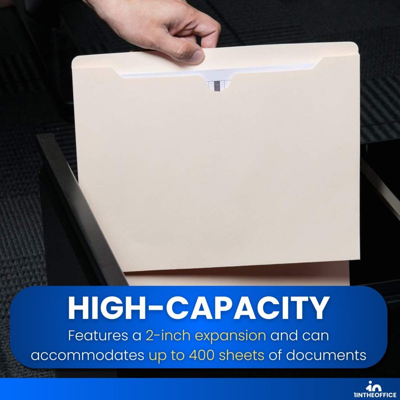 Manila Expanding File Jackets 2-Inch Capacity 50 Pack Office Organization
