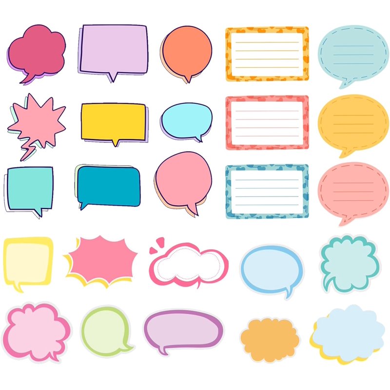 Colorful Thought & Speech Bubble Sticker Labels for Scrapbooking and Planners - 250 Pcs Set, 25 Designs