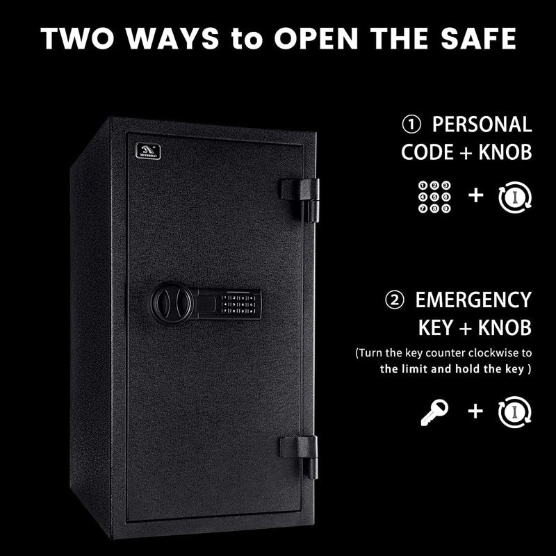 Large Fireproof Steel Safe with Digital Lock - 3.47 Cu Ft Home & Office Security Safe