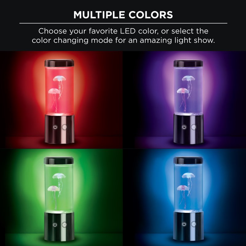 Jellyfish Night Light Lamp with Multicolor LEDs - 9 Inch USB Powered Relaxing Decor