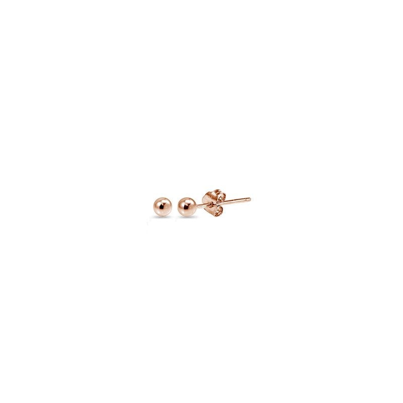 Sterling Silver 2mm Ball Stud Earrings Set of 5 - Rose Gold & Yellow Gold Options