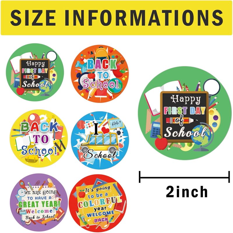 Back to School Stickers Set - 120pcs 2-Inch Labels for Gifts & Classroom Decor