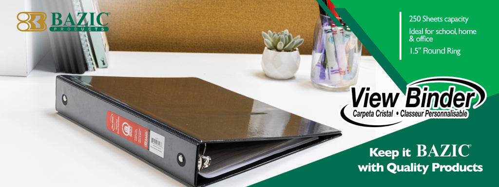 3-Ring View Binder with Round Rings - 1.5 Inch Capacity, Multiple Colors