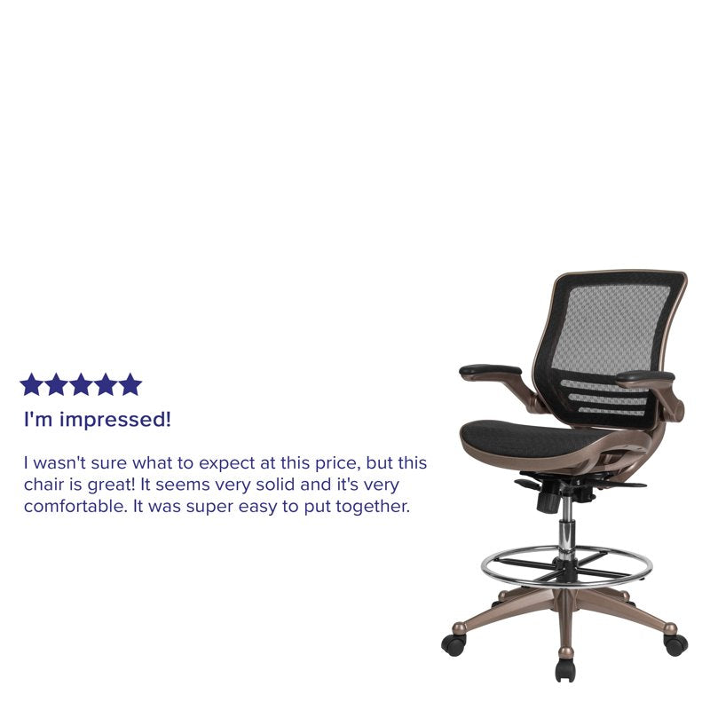 Mid-Back Mesh Drafting Chair with Adjustable Height and Lumbar Support