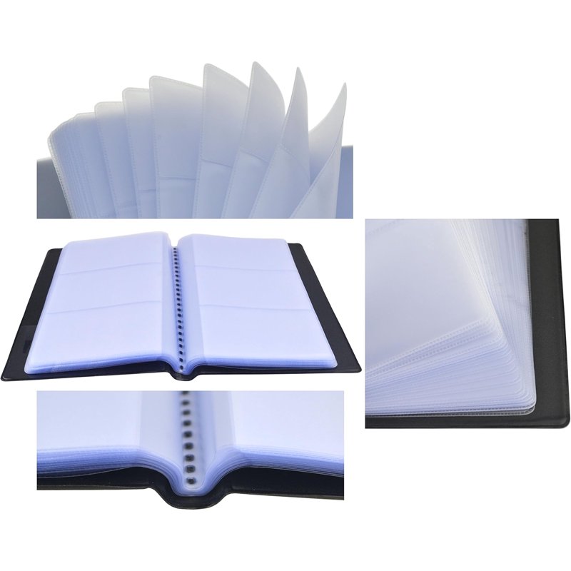 Black Leather Business Card Holder Organizer 120 Capacity PU Credit Card Booklet