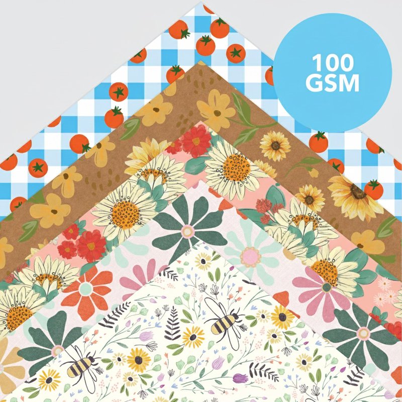 Sunny Florals Scrapbook Paper Pad 12x12 Inches 50 Sheets - Floral & Picnic Designs