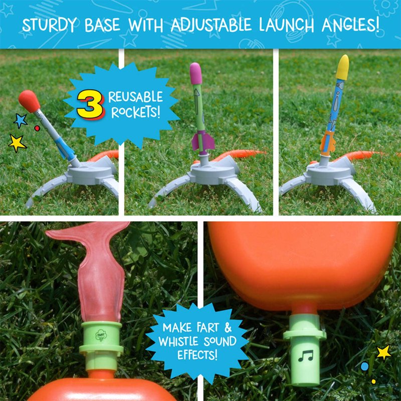 Air-Powered Rocket Science Kit for Kids Ages 4+ - Includes 3 Rocket Designs & Experiments