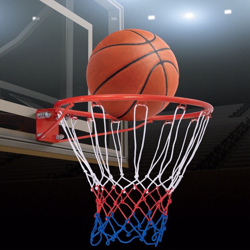 Wall-Mounted Basketball Rim 18 Inch Indoor Outdoor with Weather-Resistant Net