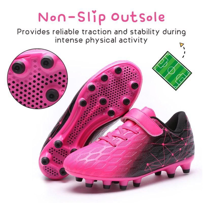 Kids Firm Ground Soccer Cleats - 11.5 Little Kid, Black & Fuchsia