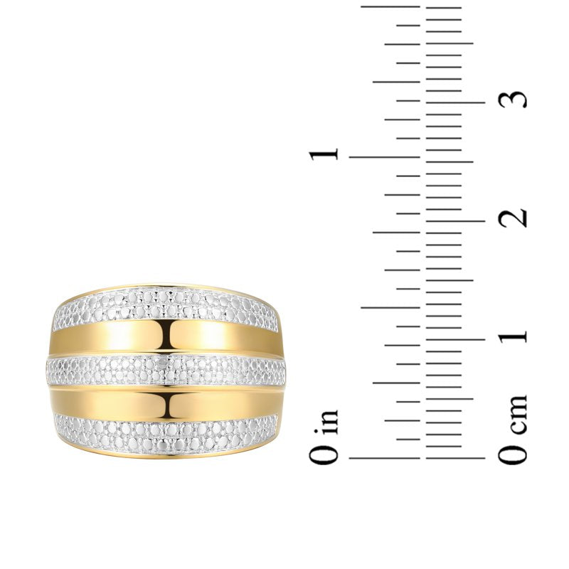 Forever Facets Diamond Accent Linear Band Ring Two-Tone Rhodium Over Bronze