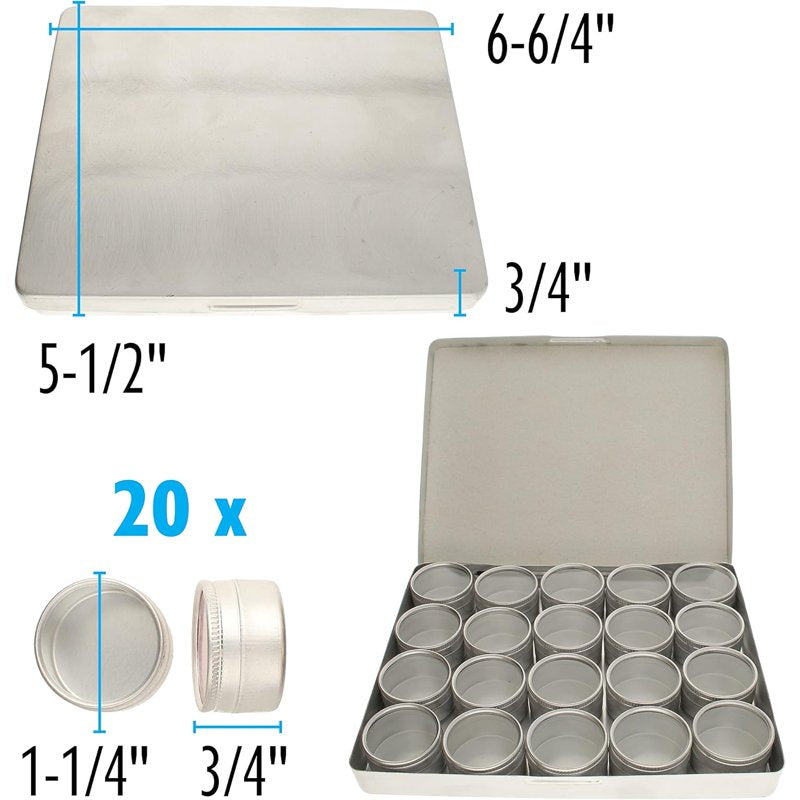 Craft Storage Box with 20 Aluminum Compartments for Beads & DIY Supplies
