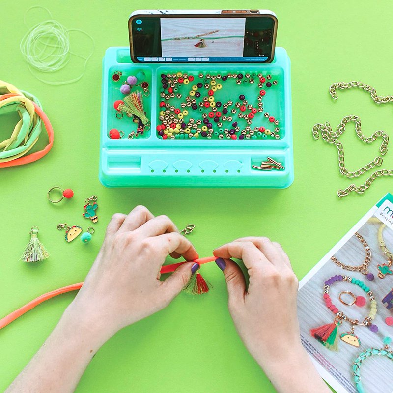 Neon Bead & Charm Jewelry Making Kit for Kids - Create Up to 10 Bracelets