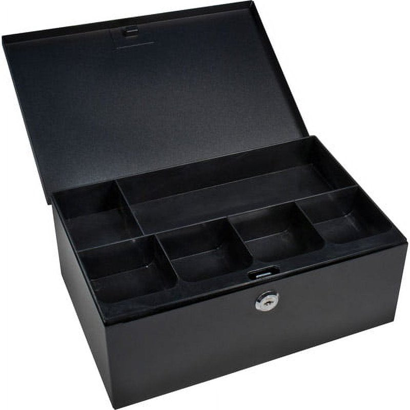 Cash Box with 6-Compartment Tray and Key Lock for Secure Money Storage