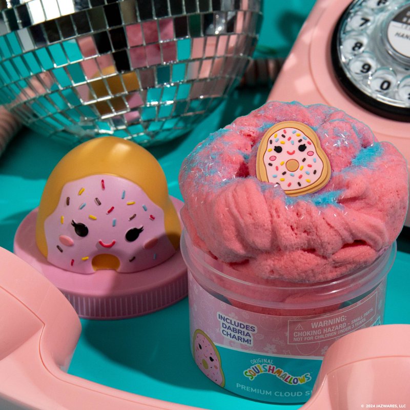 Donut Scented Cloud Slime with Tinsel & Charm - 8oz, Pre-Made, Pink & Blue