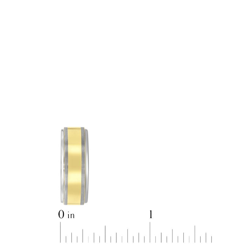 Men's Tungsten Wedding Band with Yellow Finish - Durable Silver-Color Ring