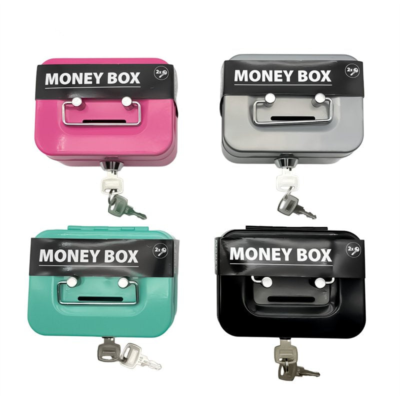 Portable Fireproof Metal Safe Box with Key Lock for Documents & Valuables