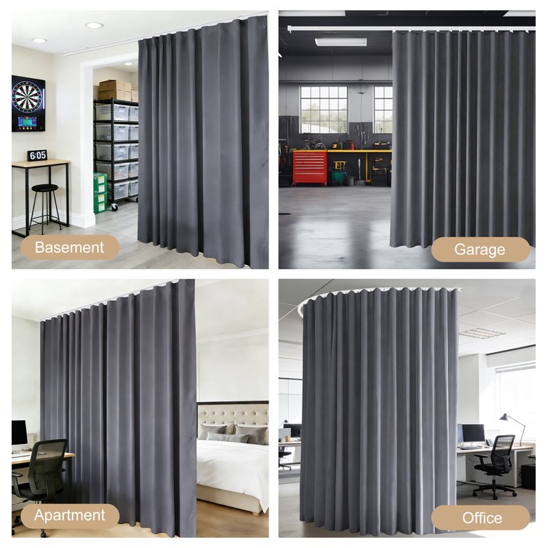 Room Divider Curtain with Ceiling Track Set - Blackout Privacy Partition