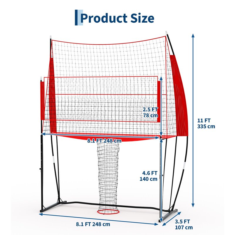 8x11 Ft Volleyball Net System with Adjustable Height Portable Setup for Indoor Outdoor Training