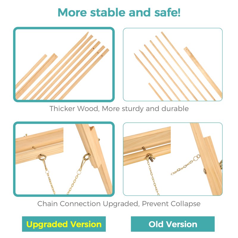 Wooden Tripod Easel Stand for Wedding Signs and Art Displays - Natural 63"