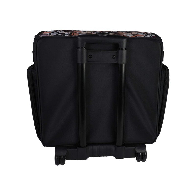 Collapsible Rolling Scrapbook Case with Organizer - Brown Floral