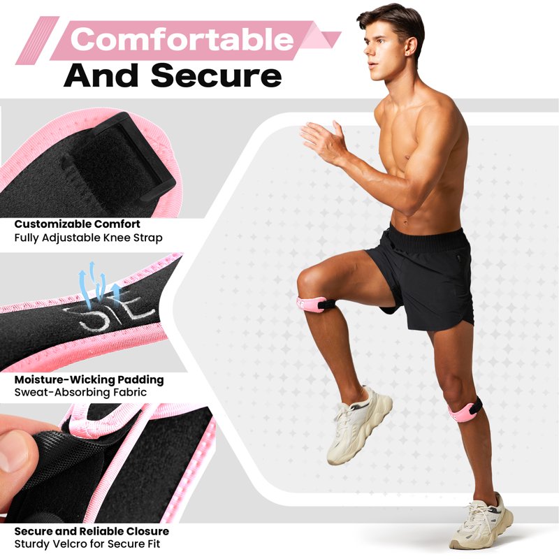 Adjustable Knee Support Strap for Pain Relief and Stability - 2 Pack