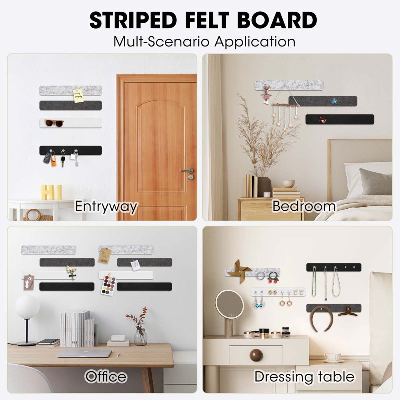 Small Cork Bulletin Board Tiles with Felt Wall Decor and Accessories