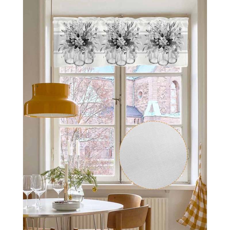 Eucalyptus Linen Window Valance for Bedroom Bathroom Kitchen Living 54x18
