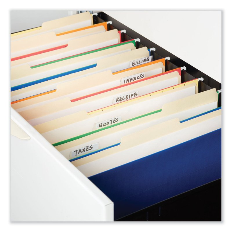 Assorted 2-Ply Top Tab File Folders - Manila, Letter Size, 100/Box