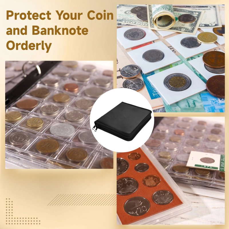 Fireproof Coin and Banknote Storage Folder with Zipper & Hard Shell - 11.22x9.25in