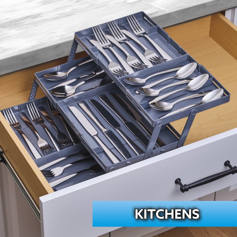 3-Tier Drawer Organizer for Kitchen Jewelry Office Storage - Expandable