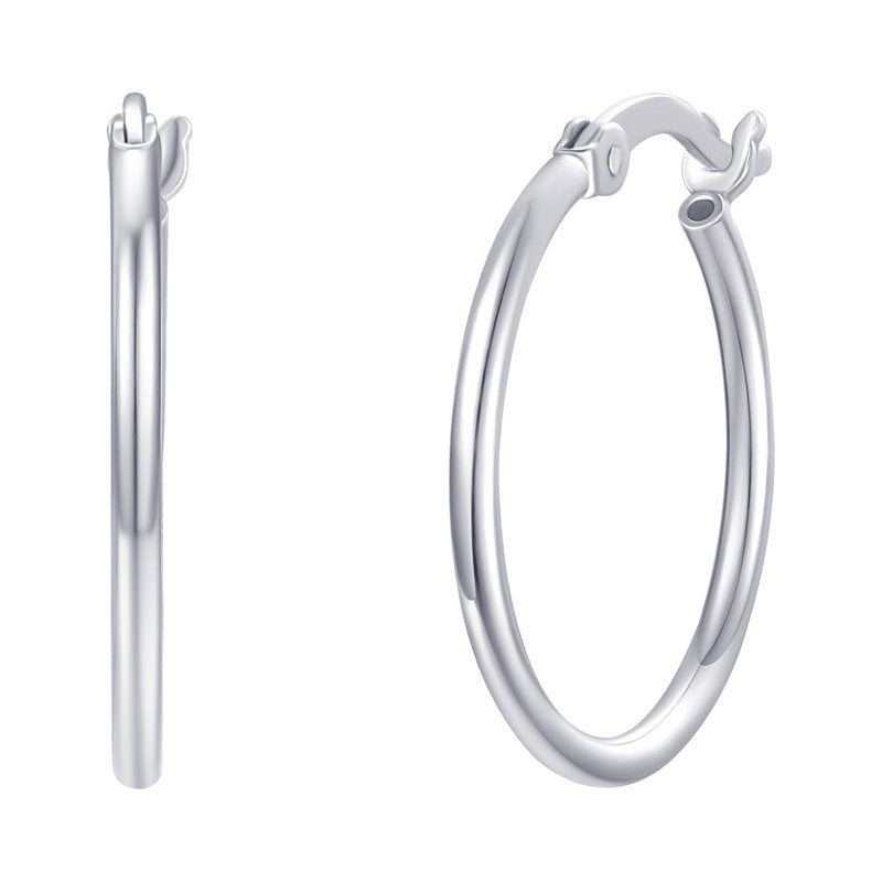 3 Tone Hoop Earrings Set - 14K Rose Gold, Gold Plated Sterling Silver 20mm