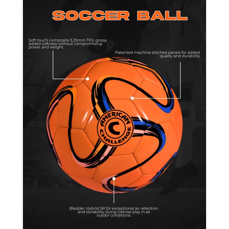 Brasilia Soccer Ball Size 4 Orange – Training & Recreational Use by American Challenge