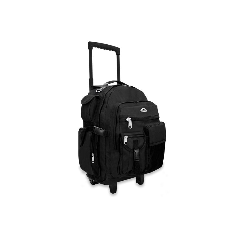Everest Deluxe Wheeled Backpack 13.5x18.5x7in Large Travel Bag Black