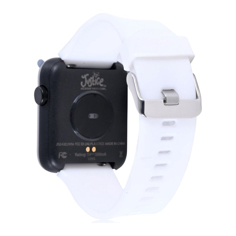 Unisex Kids Smart Watch with Silicone Perforated Band - White