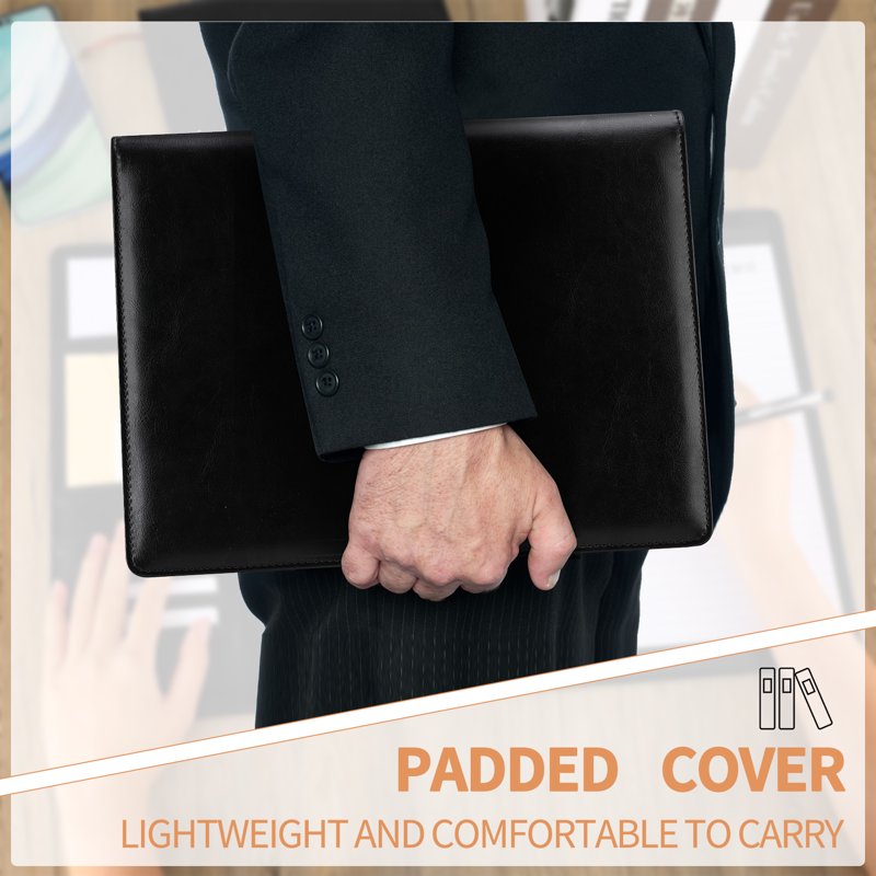 Leather Portfolio Clipboard Folder with Writing Pad - A4 Document Organizer for Business & Office