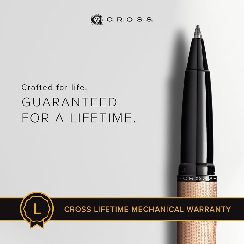 Cross ATX Brushed Rose Gold Gel Ink Rollerball Pen - Medium, Refillable, Includes Gift Box — Variation: Sandblasted Rose Gold