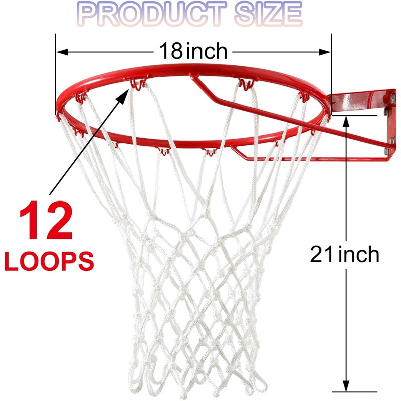 Heavy-Duty Outdoor Basketball Net - 12 Loops, All-Weather Replacement, 21 Inch Length