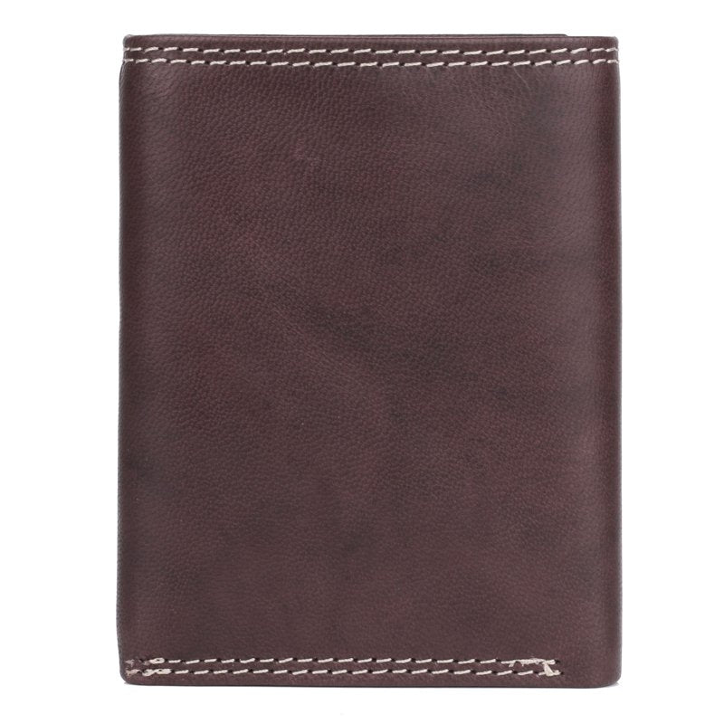 Men's Leather Hunt Three-Fold Wallet with Card Slots & ID Window